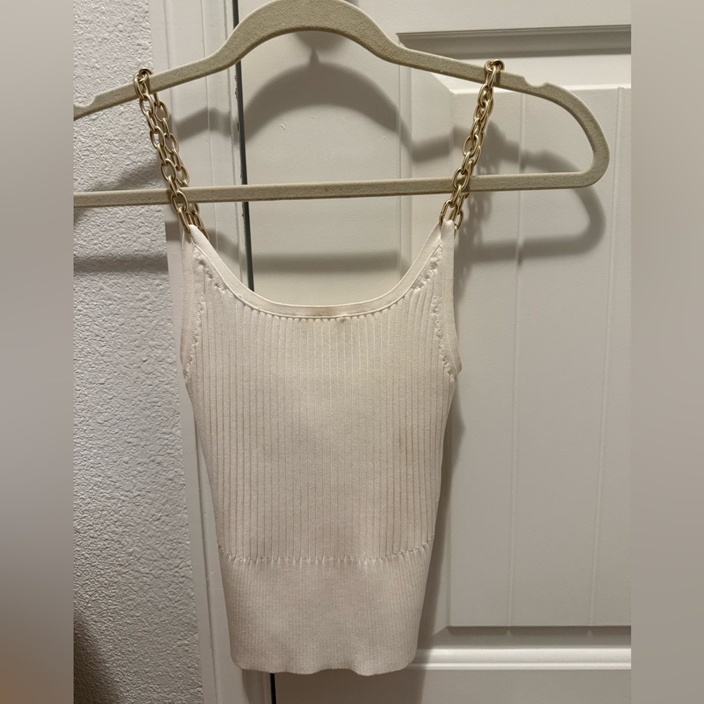 Jonathan Simkhai Cream Ribbed Sleeveless Tank Top